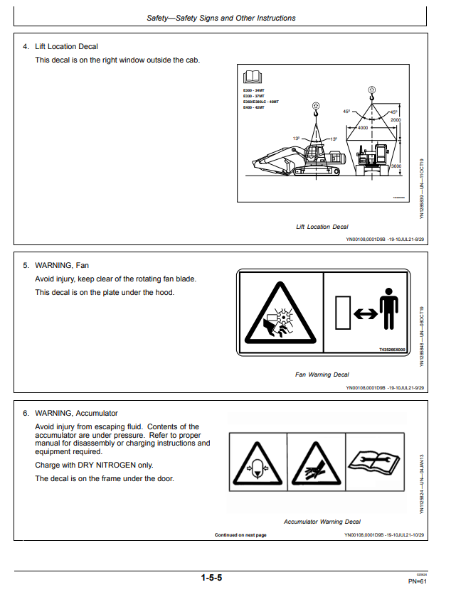 JOHN DEERE E330LC AND E360 EXCAVATOR OPERATOR MANUAL OMT401302X19