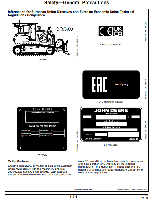 JOHN DEERE 750 P CRAWLER DOZER OPERATOR MANUAL OMT482233X019