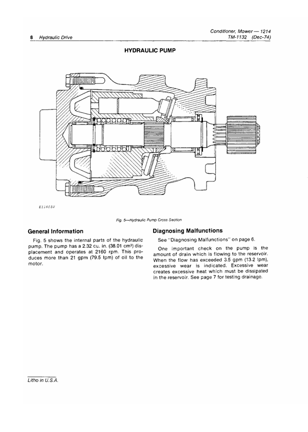 JOHN DEERE 1214 MOWER-CONDITIONER TECHNICAL MANUAL TM1132