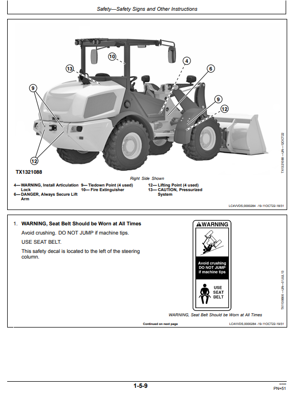 JOHN DEERE 184, 204, AND 304 G 4WD LOADER OPERATOR MANUAL OMT467530X019