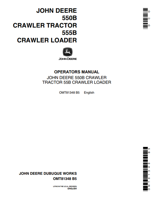 JOHN DEERE 550B CRAWLER TRACTOR 55B CRAWLER LOADER OPERATOR MANUAL OMT81348