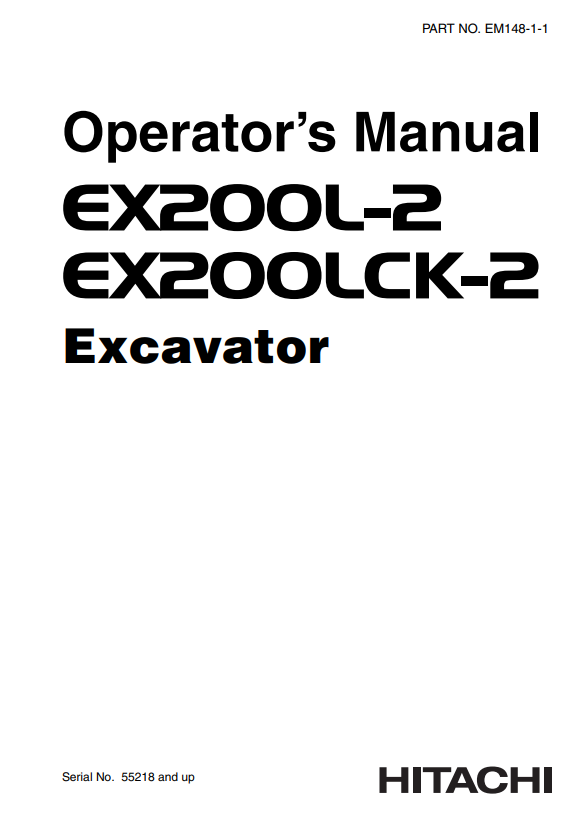 HITACHI EX200L-2, EX200LCK-2 EXCAVATOR OPERATOR MANUAL EM14811