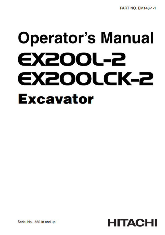 HITACHI EX200L-2, EX200LCK-2 EXCAVATOR OPERATOR MANUAL EM14811