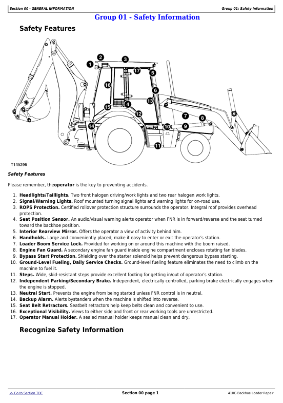 JOHN DEERE 410G BACKHOE LOADER REPAIR TECHNICAL MANUAL TM1882