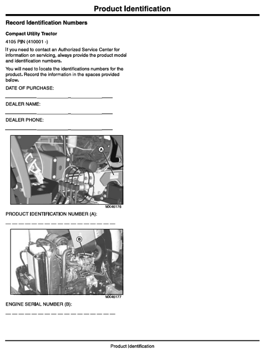 JOHN DEERE 4105 COMPACT UTILITY TRACTOR OPERATOR MANUAL OMLVU23475