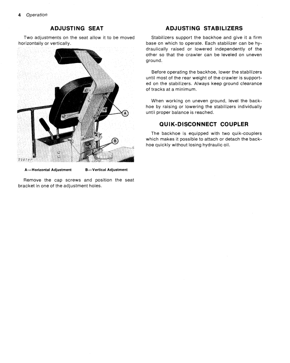 JOHN DEERE 9250 BACKHOE FOR JD350-B AND JD450-B CRAWLER OPERATOR MANUAL OMT40349