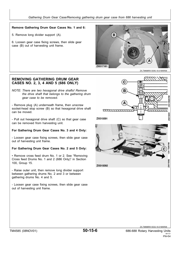 JOHN DEERE 686 AND 688 ROTARY HARVESTING UNIT TECHNICAL MANUAL TM4585