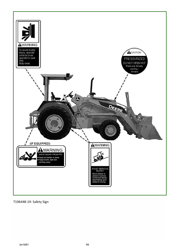 JOHN DEERE 210LE LANDSCAPE LOADER OPERATION AND TEST TECHNICAL MANUAL TM1691