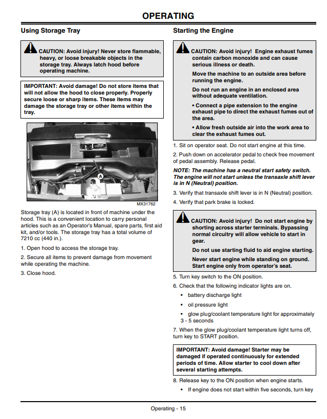 JOHN DEERE GATOR™ UTILITY VEHICLE XUV 4X4 DIESEL OPERATOR MANUAL OMM155883