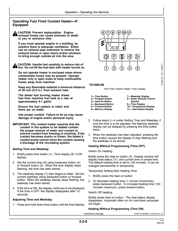 JOHN DEERE E210LC AND E230LC EXCAVATOR OPERATOR MANUAL WY21781