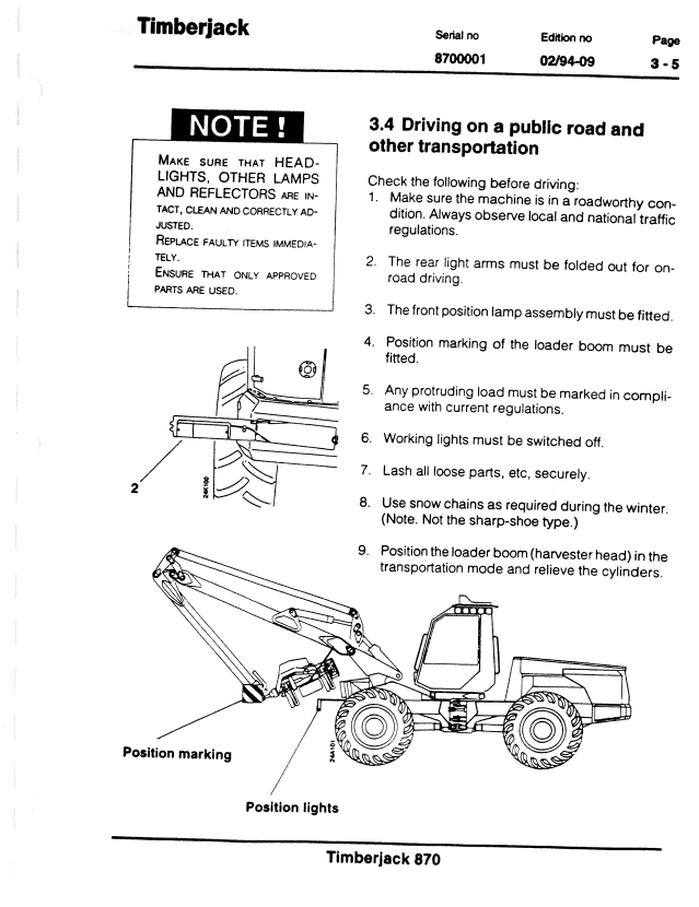 JOHN DEERE 870 WHEELED HARVESTER INSTRUCTION MANUAL F027722