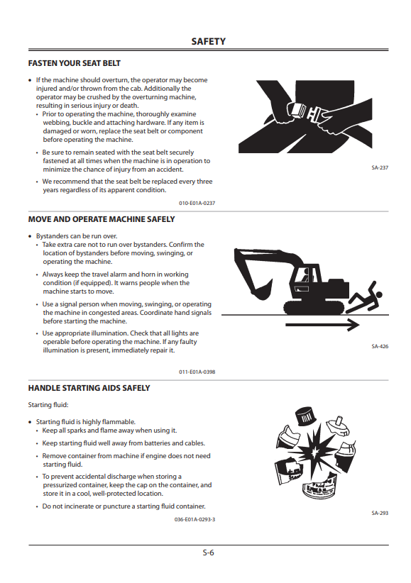HITACHI ZAXIS 450-3, 470H-3, 470R-3, 450LC-3, 470LCH-3, 470LCR-3, 500LC-3, 520LCH-3, 520LCR-3 HYDRAULIC EXCAVATOR OPERATOR MANUAL EM1J123