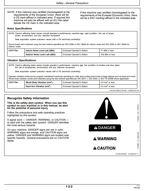 JOHN DEERE 315 P BACKHOE LOADER OPERATOR MANUAL OMT479016X019