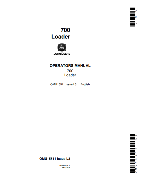 JOHN DEERE 700 LOADER OPERATOR MANUAL OMU15511