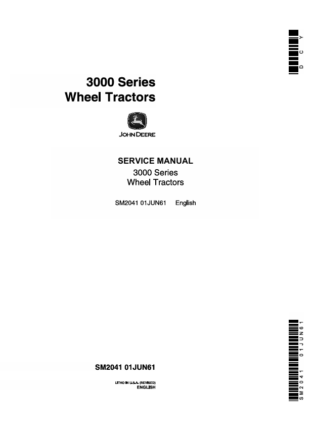 JOHN DEERE 3000 SERIES WHEEL TRACTOR SERVICE MANUAL SM2041