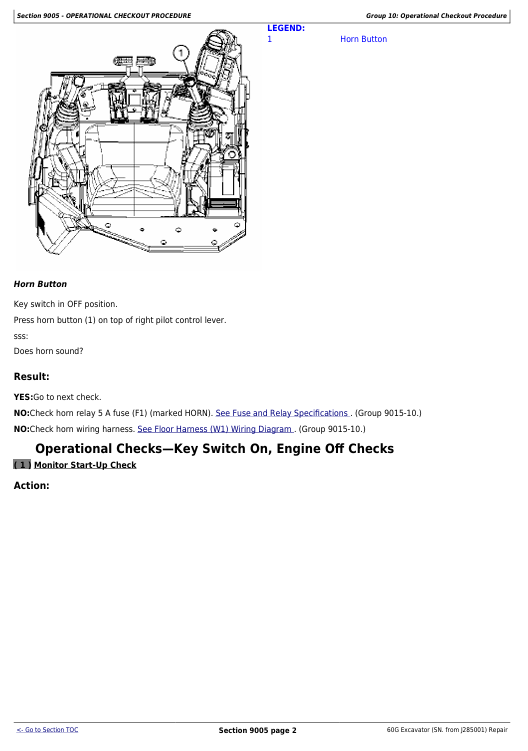JOHN DEERE 60G EXCAVATOR REPAIR OPERATION AND TEST MANUAL TM12879