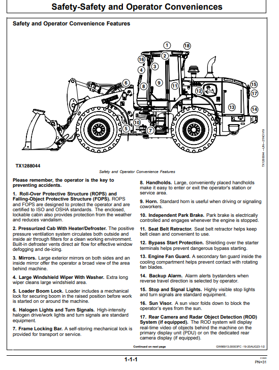 JOHN DEERE 644L 4WD LOADER OPERATOR MANUAL OMT426945X19