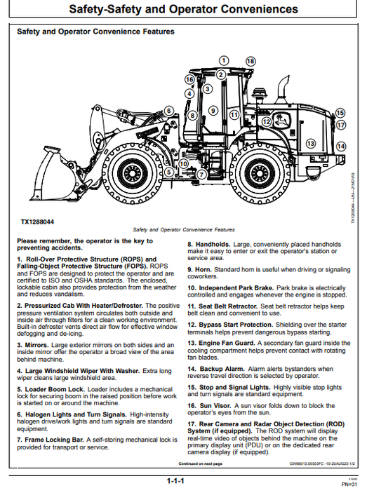 JOHN DEERE 644L 4WD LOADER OPERATOR MANUAL OMT426945X19