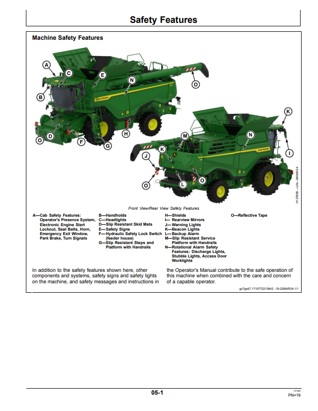 JOHN DEERE X9 1000 AND X9 1100 COMBINE OPERATOR MANUAL OMDXE14852