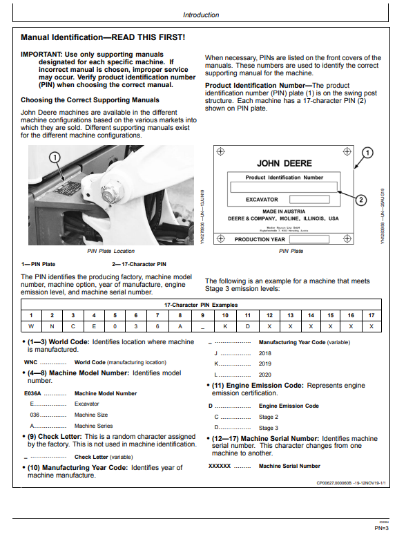 JOHN DEERE E36ZS EXCAVATOR OPERATOR MANUAL OMT434731X019