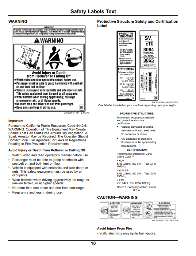 JOHN DEERE XUV560, XUV560 S4 GATOR™ UTILITY VEHICLE OPERATOR MANUAL OMM175927