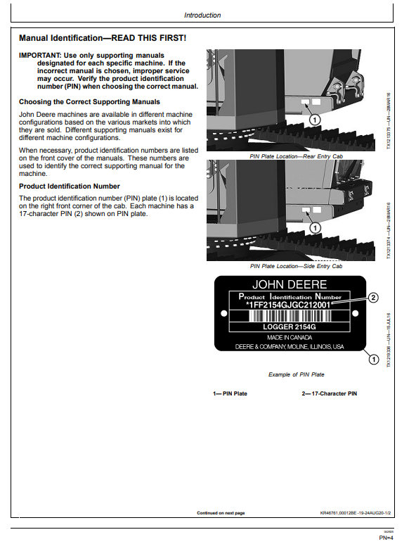 JOHN DEERE 2154G FORESTRY EXCAVATOR OPERATOR MANUAL OMT361330X19