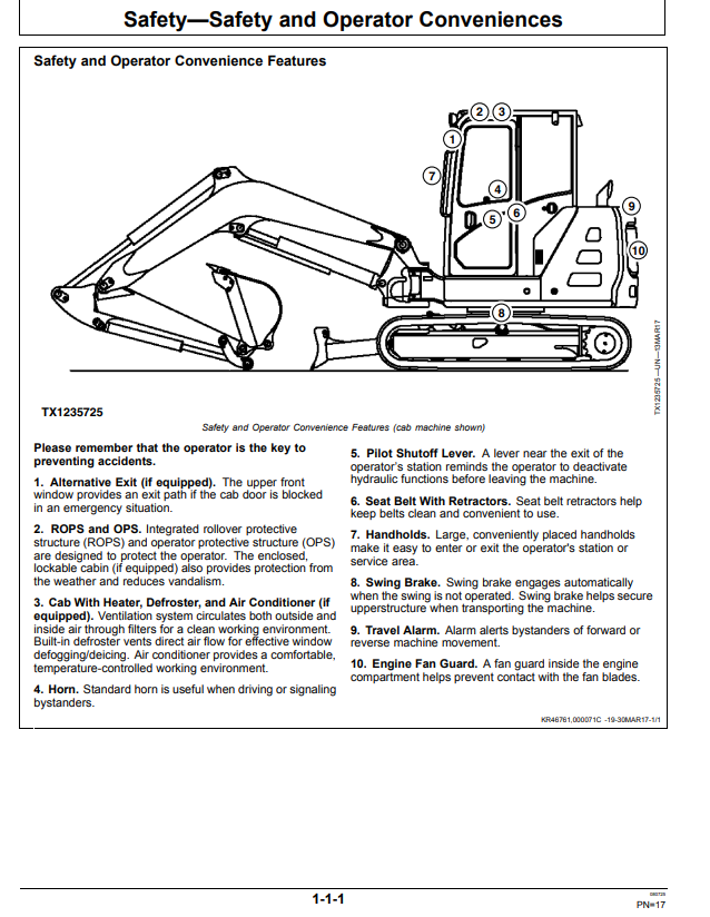 JOHN DEERE 60G EXCAVATOR OPERATOR MANUAL OMT333117