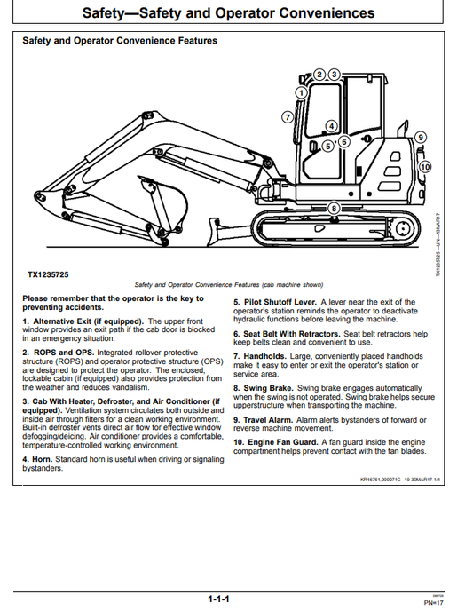JOHN DEERE 60G EXCAVATOR OPERATOR MANUAL OMT333117