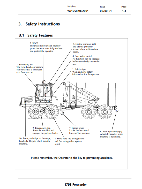 JOHN DEERE 1758 FORWARDER OPERATOR MANUAL OMF062130