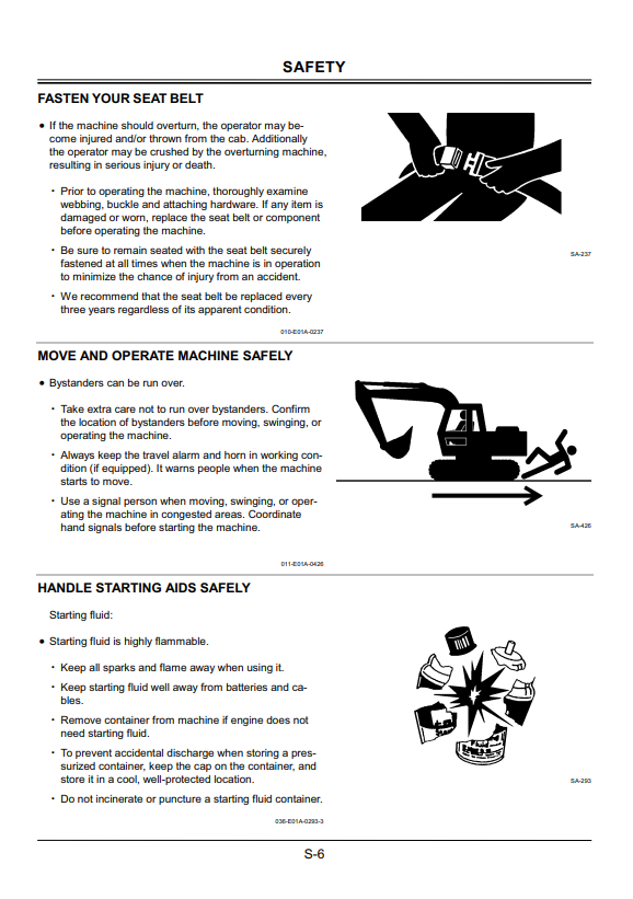 HITACHI ZAXIS 230, 230LC, 240H 240LCH, 270, 270LC EXCAVATOR OPERATOR MANUAL EM1HD11