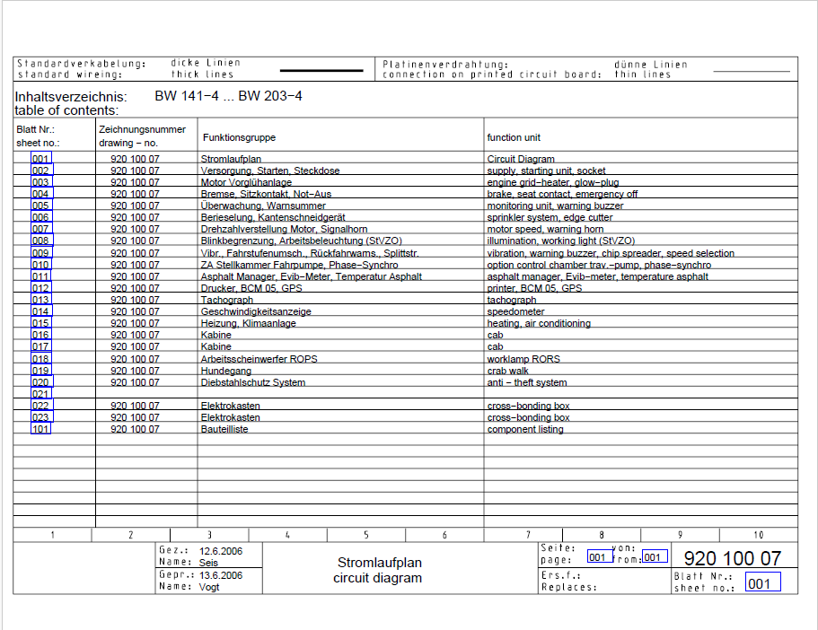 BOMAG BW 154 AD-4 Tandem Vibratory Roller Electric Schematic Diagram Manual 101920321001-101920321046