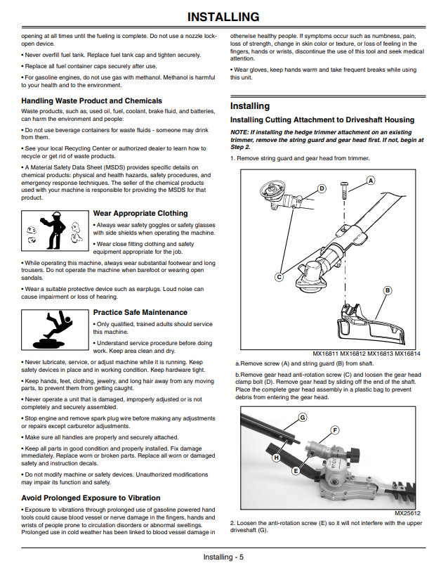 JOHN DEERE EH2659LE, HT22L EXTENDED REACH HEDGE TRIMMER, HEDGE TRIMMER ATTACHMENT OPERATOR MANUAL OMPS11013