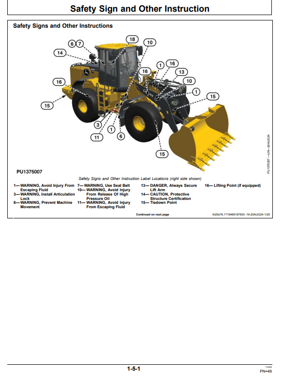 JOHN DEERE 644 P 4WD LOADER OPERATOR MANUAL OMT505722X019
