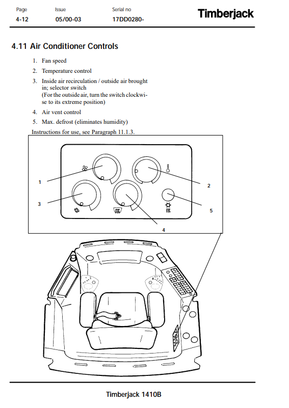 JOHN DEERE 1410B FORWARDER OPERATOR MANUAL F060393