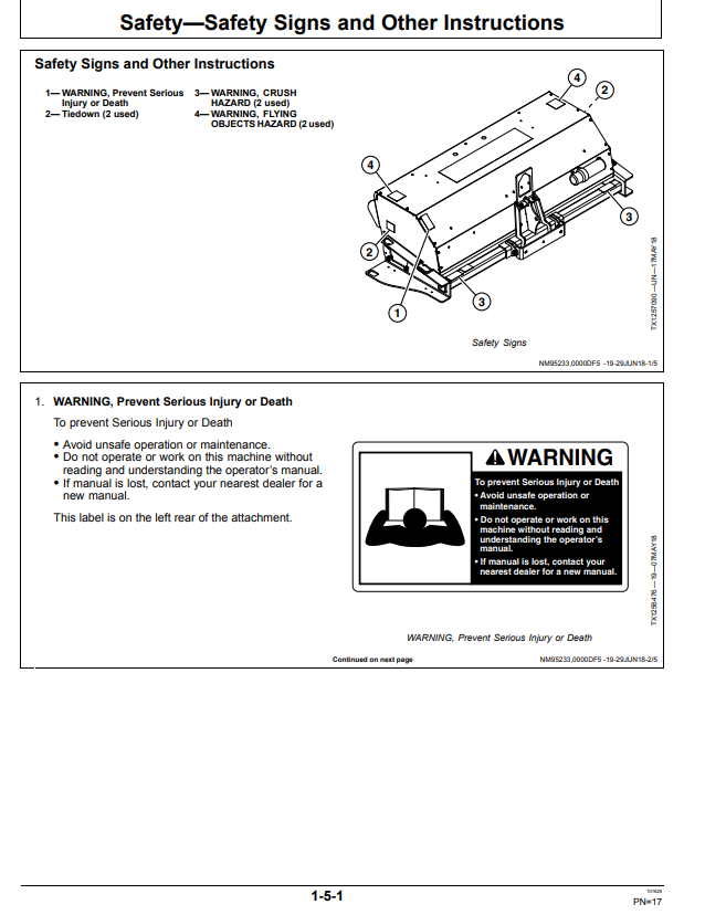 JOHN DEERE BA72C, BA84C AND BA96C ANGLE BROOM OPERATOR MANUAL OMT414908X19