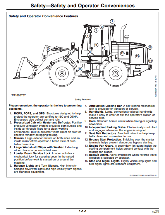 JOHN DEERE 544K 4WD LOADER OPERATOR MANUAL OMT260582