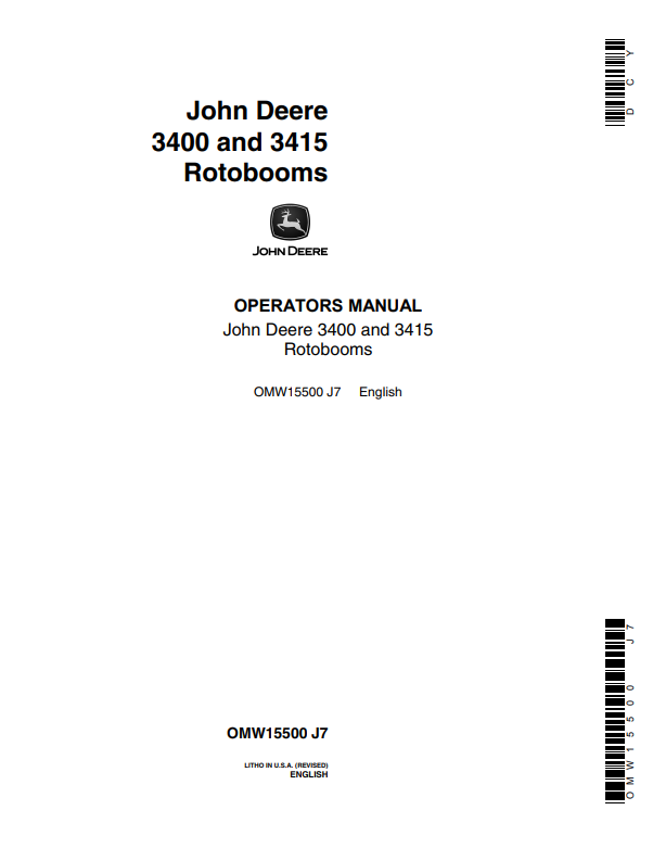JOHN DEERE 3400 AND 3415 ROTOBOOM OPERATOR MANUAL OMW15500
