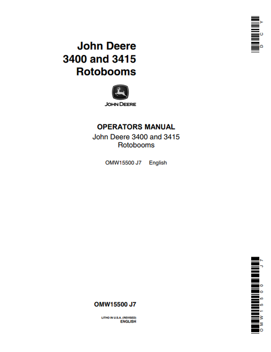 JOHN DEERE 3400 AND 3415 ROTOBOOM OPERATOR MANUAL OMW15500