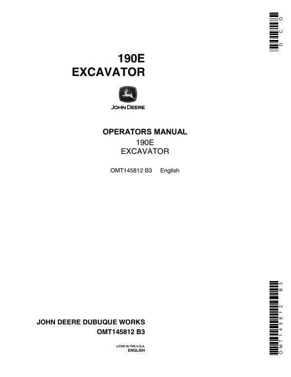 JOHN DEERE 190E EXCAVATOR OPERATOR MANUAL OMT145812