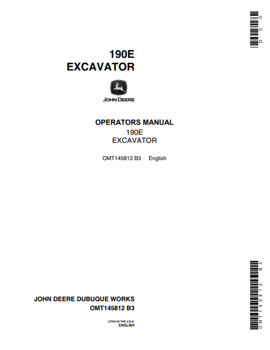 JOHN DEERE 190E EXCAVATOR OPERATOR MANUAL OMT145812