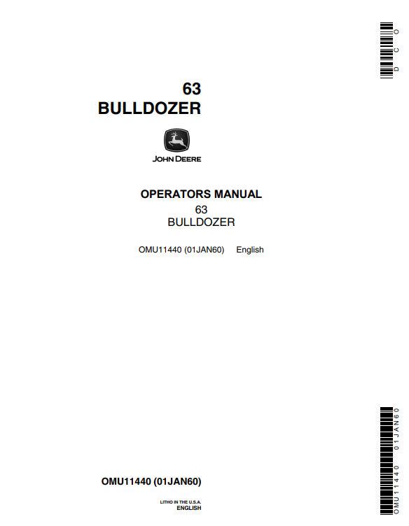 JOHN DEERE 63 BULLDOZER OPERATOR MANUAL OMU11440