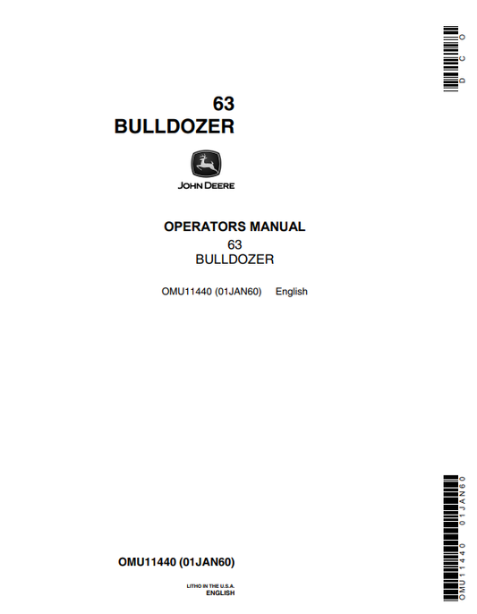 JOHN DEERE 63 BULLDOZER OPERATOR MANUAL OMU11440