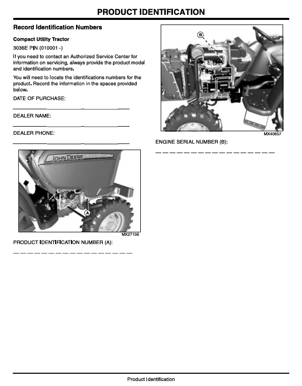 JOHN DEERE 3036E COMPACT UTILITY TRACTOR OPERATOR MANUAL OMLVU20280