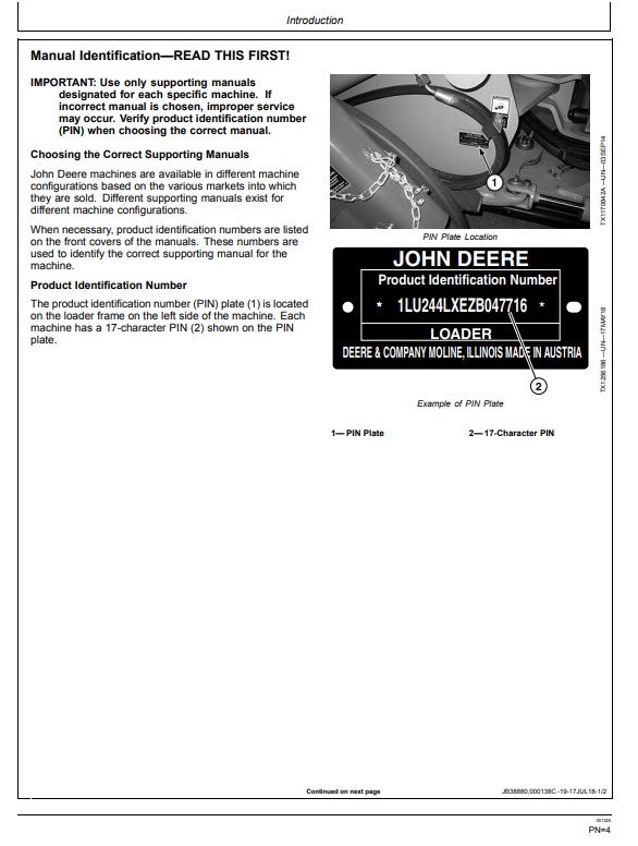 JOHN DEERE 244L/324L 4WD LOADER OPERATOR MANUAL OMT414574X19