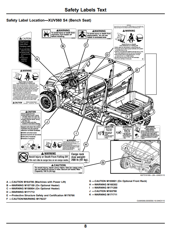 JOHN DEERE XUV560, XUV560 S4 GATOR™ UTILITY VEHICLE OPERATOR MANUAL OMM178604
