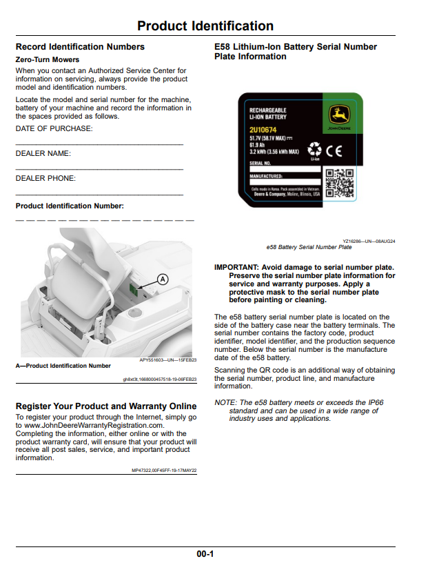 JOHN DEERE Z370R AND Z380R RESIDENTIAL ZTRAK 42A, 48A, AND 54A DECK OPERATOR MANUAL OMUC45279