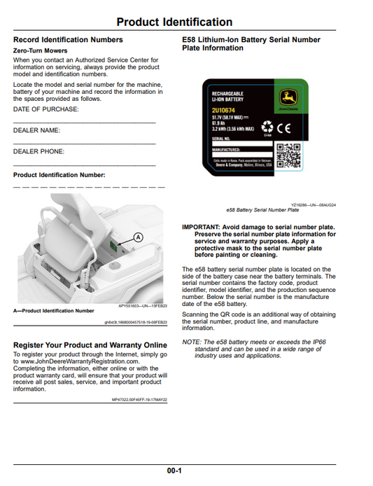 JOHN DEERE Z370R AND Z380R RESIDENTIAL ZTRAK 42A, 48A, AND 54A DECK OPERATOR MANUAL OMUC45279