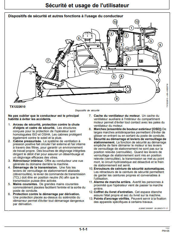 JOHN DEERE 950K BOUTEUR CHENILLÉ OPERATOR MANUAL OMT369304X28