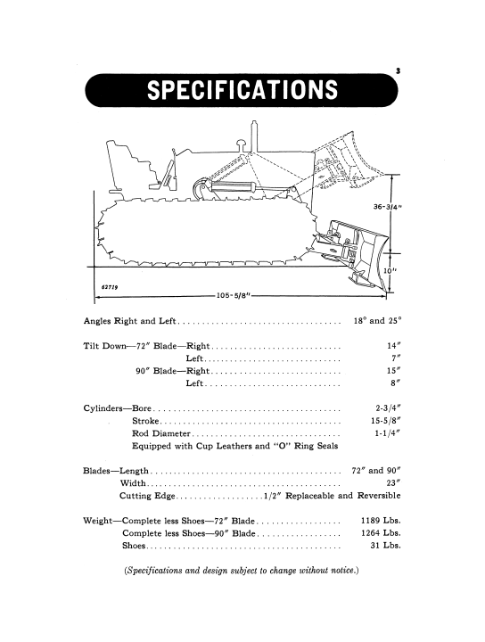 JOHN DEERE 63 BULLDOZER OPERATOR MANUAL OMU11440