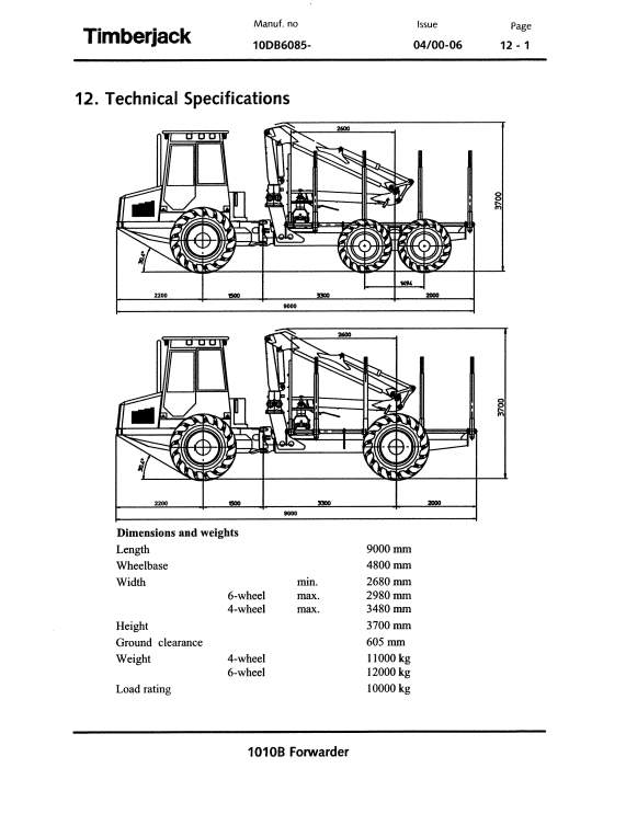 JOHN DEERE 1010B FORWARDER OPERATOR MANUAL F060208